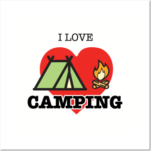 I Love Camping - Heart and Tent Posters and Art